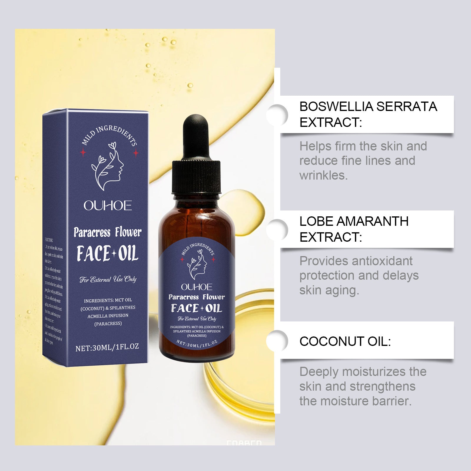 Fading Wrinkle Firming, Delicate And Brightening Skin Daily Facial Treatment Oil